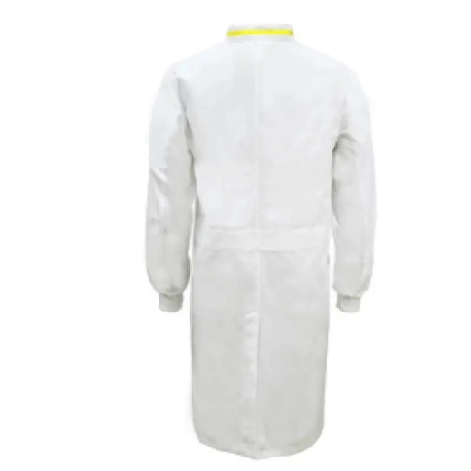 Picture of WorkCraft, Food Industry Long Length Dustcoat with Mandarin Collar, Contrast Trims on Chest, Long Sleeve